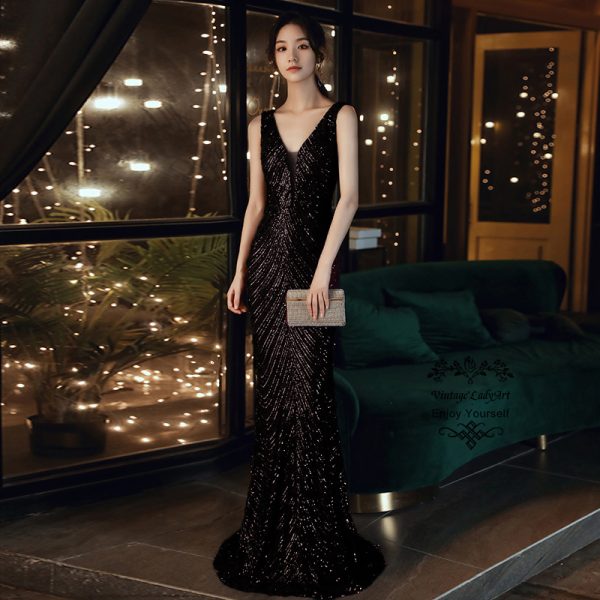 black sequins wedding dress