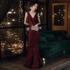 wine red wedding dress