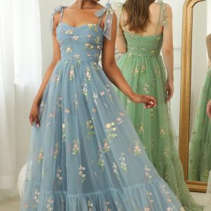 Green Floral Rustic Wedding Dress , Colorful Wedding Dress , Floral Nontraditional Wedding Dress SAMPLE